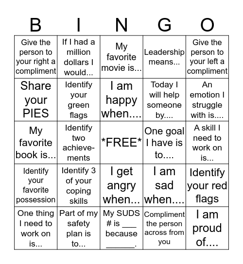 STOP: Social Bingo Card