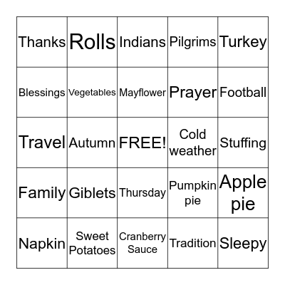 THANKSGIVING Bingo Card