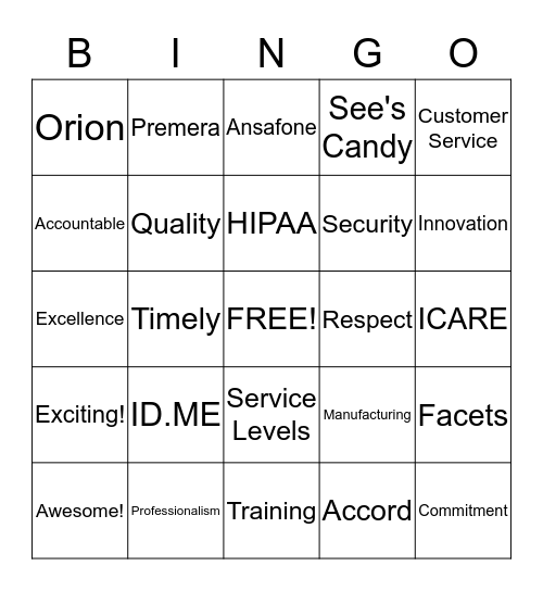 Contact Center Bingo Card