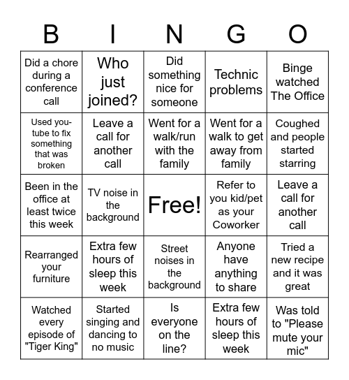 Remote Bingo Card