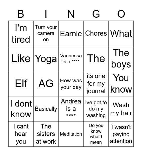 Kerwilliam Bingo Card