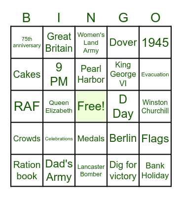 SOS WI VE Day Bingo Card