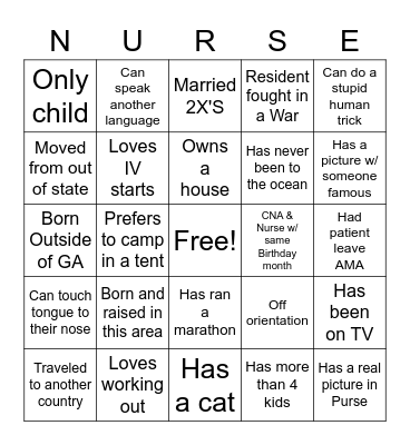 Nurse BINGO Card