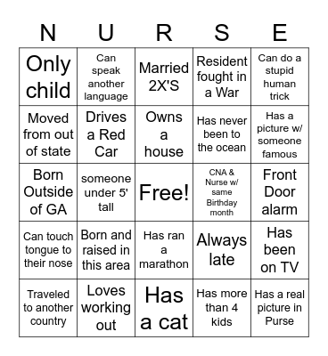 Nurse BINGO Card