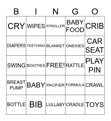 Baby Bingo Card