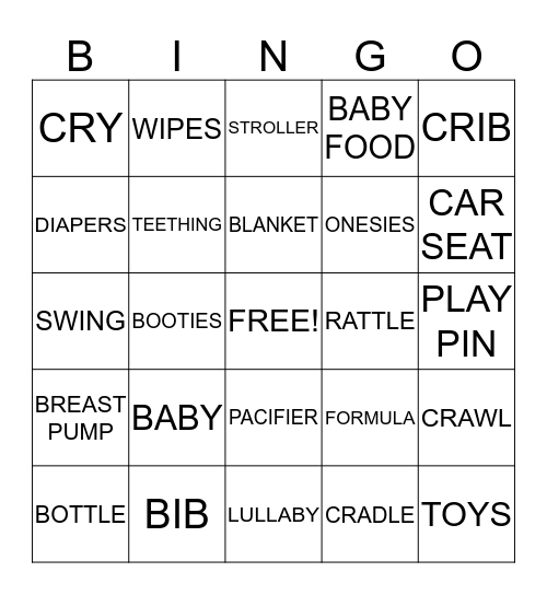 Baby Bingo Card