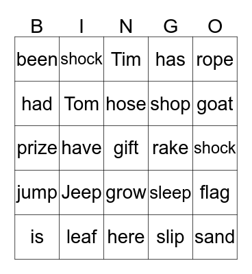 PHONICS FUN!!! Bingo Card