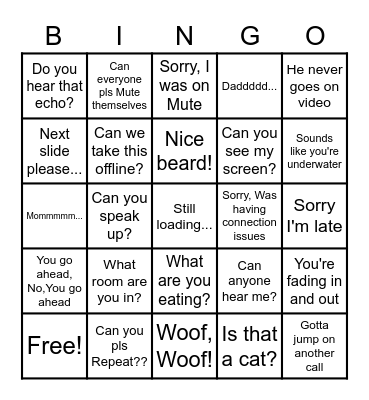 Conference Call Bingo Card