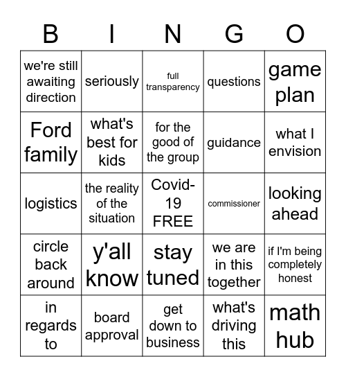 Matt-isms Bingo Card