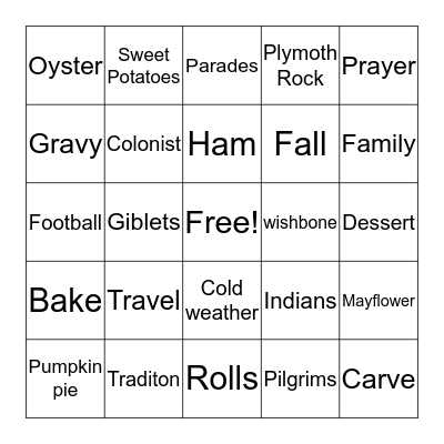 THANKSGIVING Bingo Card