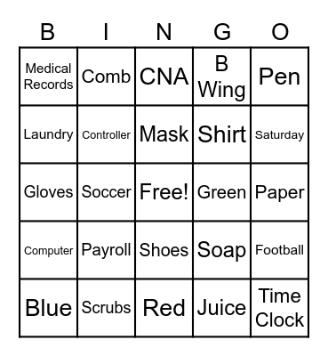 Employee Bingo Card