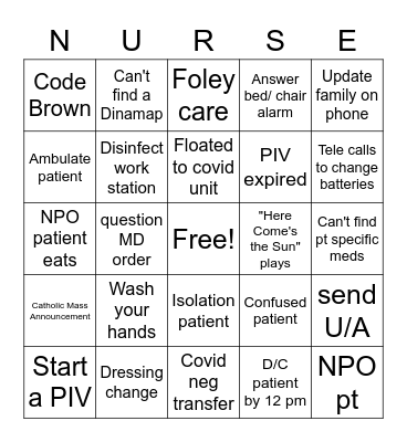 NURSES WEEK BINGO Card