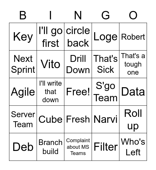 Garrett Bingo Card