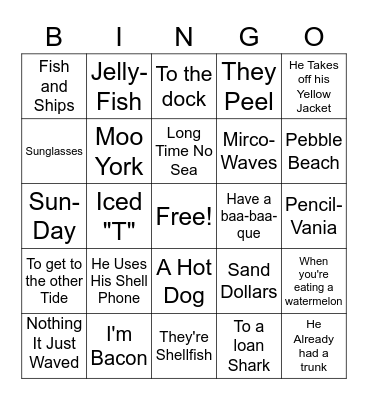Summer Joke Bingo Card