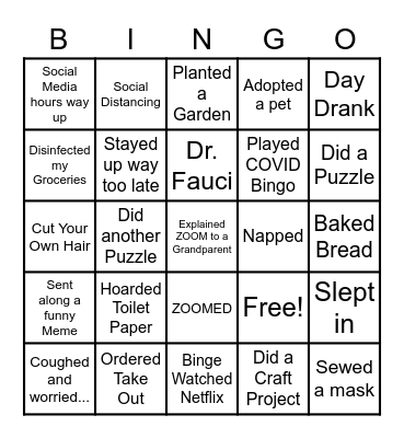 COVID Bingo Card