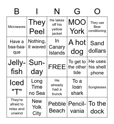 Summer Joke Bingo Card