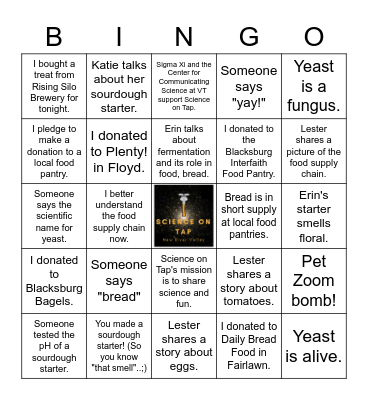 Science on Tap NRV Bingo Card