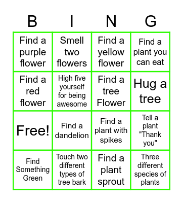 Plant Bingo!! Bingo Card