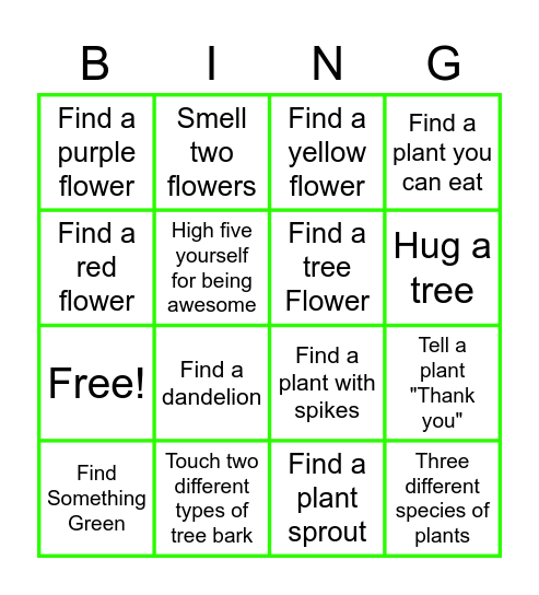Plant Bingo!! Bingo Card