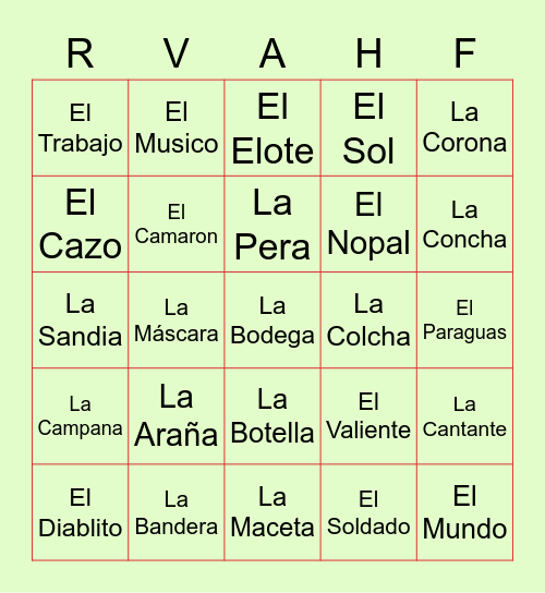 Hispanic Forum Loteria Bingo Card