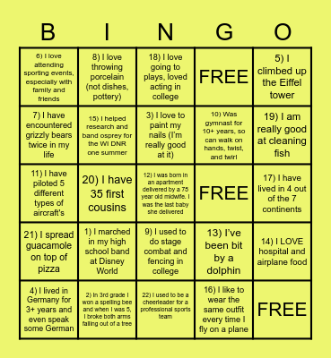 **FUN FACT FINDS** Bingo Card