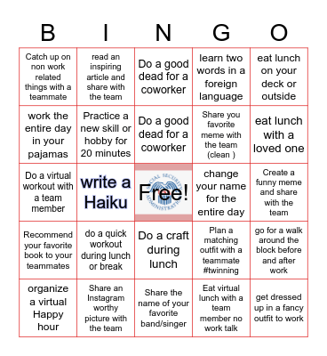 Quarantine Bingo Card