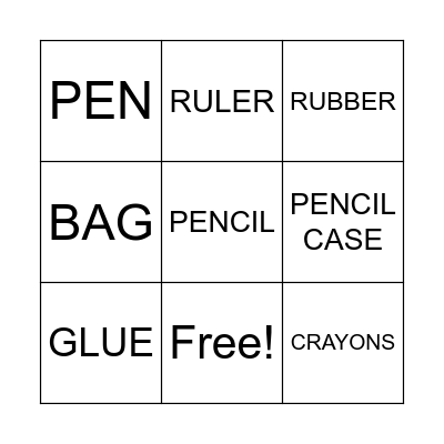SCHOOL OBJECTS Bingo Card