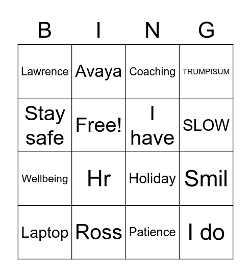 Secret Bingo Card