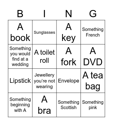 Charlotte’s Hen Bingo Card