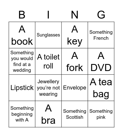 Charlotte’s Hen Bingo Card