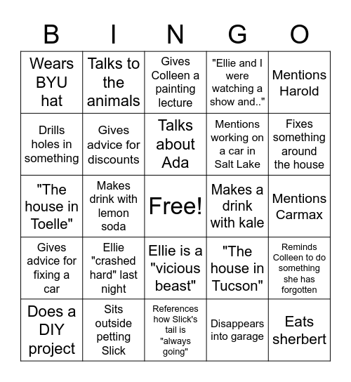 Terry Bingo Card