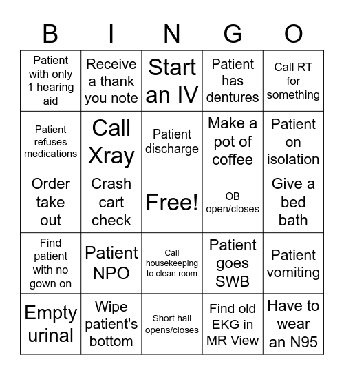 Nurses Week Bingo Card