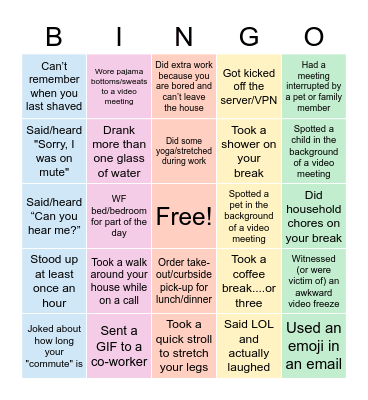 Remote Work BINGO Card