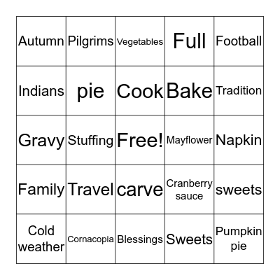 THANKSGIVING Bingo Card