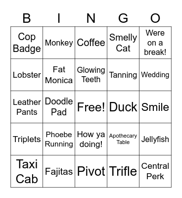 Freinds Bingo Card