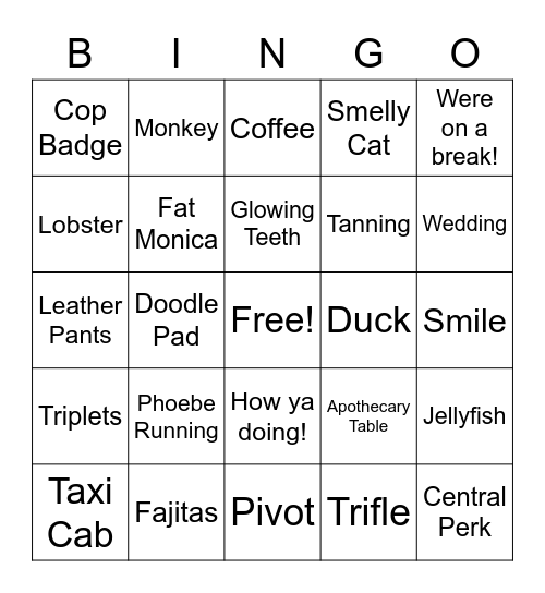 Freinds Bingo Card