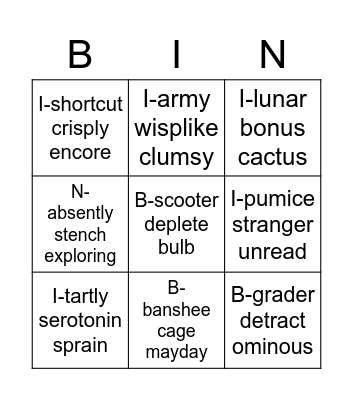 Bingo Test Bingo Card