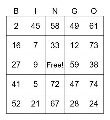 Birthday Bingo Card