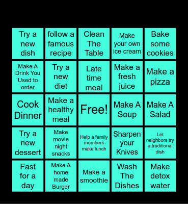 Quarantine Food Bingo Card