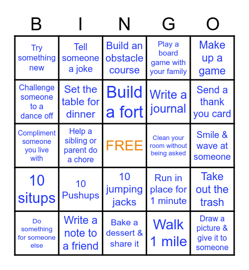 ACTS Bingo Challenge Bingo Card