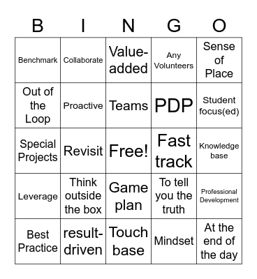 FoMily Bingo Card