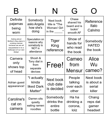 5/5 CGF Book Club Bingo Card