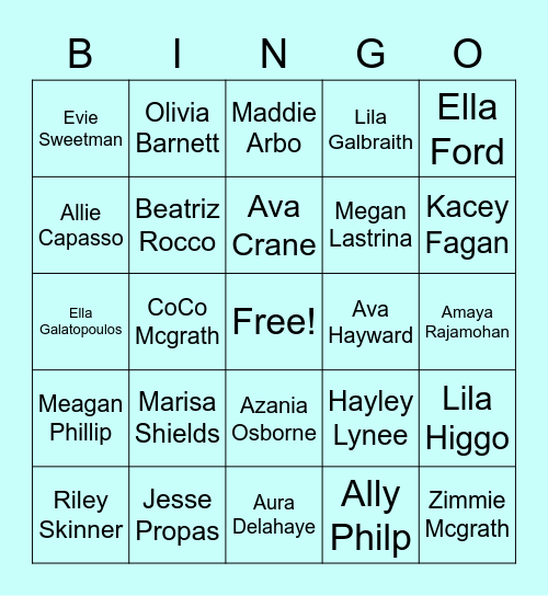 Caymanite Bingo Card