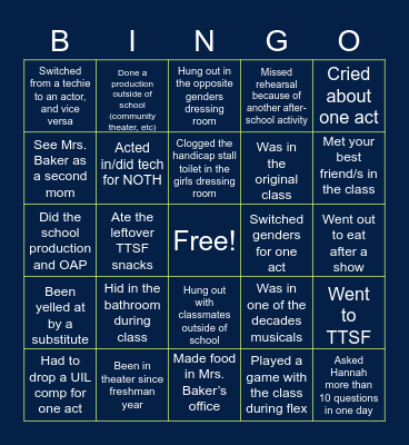 UIL Class Bingo Card