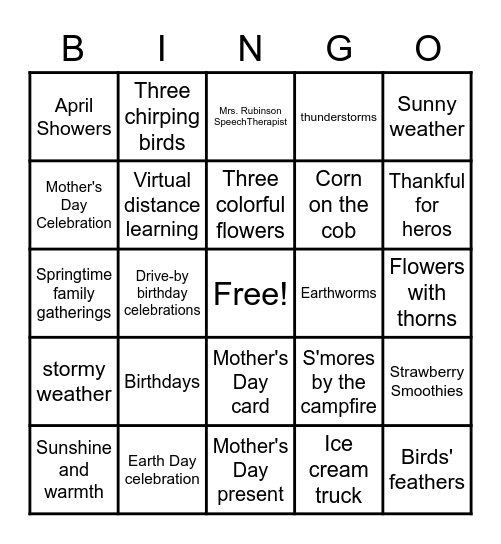 /S/, /R/, /TH/ Bingo Card