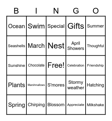 SH/CH/S Bingo Card