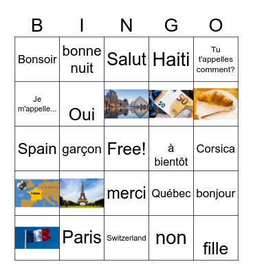 French and France (IWL) Bingo Card