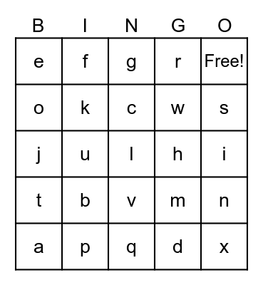 Phonics Bingo Card