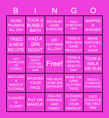 SPA NIGHT BINGO Card