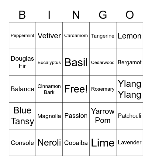 doTERRA Bingo! Bingo Card